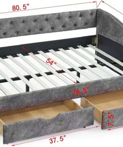 Eafurn Full Size Upholstered Daybed with Storage Drawers for Guests 2