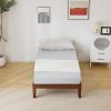 Montessori Twin Size Bed Frame Wooden House Roof with Guardrails 3