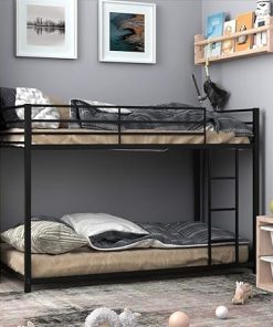 Moccha Twin Over Twin Metal Bunk Bed with Ladder and Safety Rail 2