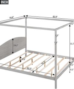 King Size Canopy Bed Frame with Headboard and Slat Support  
Wooden King Platform Bed Frame with Slat Support for All Ages  
King Size Bed Frame for Kids, Teens, and Adults No Box Spring 2
