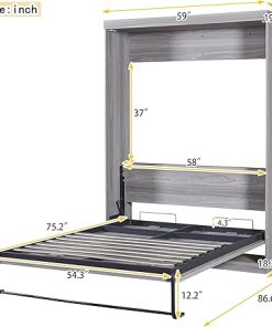 Full Size Murphy Bed with Half Self-Close Foldable Wall Bed Frame 2