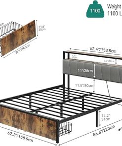 YITAHOME Queen Bed Frame with Storage Headboard and Charging Station 2