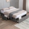 Modern Twin Upholstered Platform Bed Frame with Wingback Headboard 4