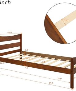 Twin Size Wooden Platform Bed Frame with Headboard and Footboard 2