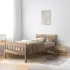 Wooden Twin Size Bed Frame with Spindled Headboard and Easy Assembly