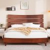 AMERLIFE King Size Solid Wood Platform Bed Frame Easy Assembly Walnut