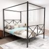 Novogratz Nicole Metal Bed with Vertical Slat Headboard, Queen Size 4