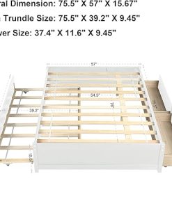 Full Size Wooden Bed Frame with Twin Trundle and Storage Drawers 2