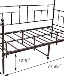 Twin Metal Daybed Frame with Steel Slats Multifunctional Mattress Foundation 2
