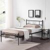 King Size Velvet Tufted Bed Frame Cream Low Profile Wingback Headboard 4