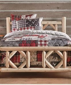 CASTLECREEK Twin Cedar Log Bed Frame Rustic Natural Wood Design