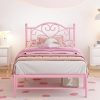 Elephance Pink Twin Bed Frame with Headboard and Storage Space