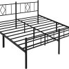 Queen Size Metal Canopy Bed Frame with Headboard and Support 3