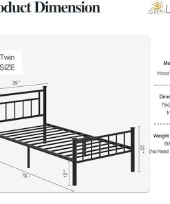 Twin Metal Bed Frame with Headboard Vintage Victorian Style Steel Slats 2