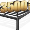 Bestier Queen Corduroy Upholstered Bed Frame with Adjustable Headboard 3