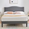 VECELO Premium Upholstered Bed with Diamond Stitched Headboard, Gray 4
