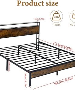 California King Bed Frame with Storage and USB Charging Stations 2
