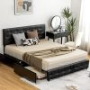 Modern Walnut Finished 3-Drawer Full Size Storage Bed Frame 4