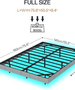 HOOBRO Full Size Floating Bed Frame with LED Lights and Charger 2