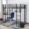 Twin Loft Bed with Desk and Shelves for Teens Adult,Loft Bed Frame with 2 Built-in Ladders,12.2″ H Safety Guardrail,Noise Free,No Box Spring Needed,72.01” H x 57.09” W x 79.53” L