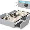 Queen Size Bed Frame with Storage Drawers and Adjustable Headboard 3 Queen Size Bed Frame with Storage Drawers and Adjustable Headboard 3