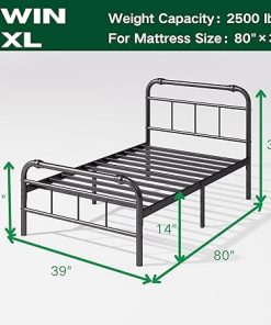 Ziyoo Vintage Style Twin XL Metal Bed Frame No Box Spring Needed 2