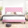 Queen Size Upholstered Bed Frame with Headboard and Charging Station 3