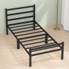 Queen Upholstered Bed Frame Soft Headboard Wood Platform Heavy Duty 4