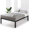 Beige Upholstered Queen Bed Frame with Headboard Easy Assembly 3
