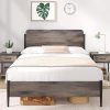 Faux Leather Platform Bed Frame with Stitched Headboard and Steel Support 3