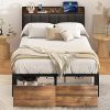 King Bed Frame with Headboard, Upholstered Platform, Gray, Easy Assembly 4