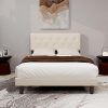 Queen Canopy Bed Frame Heavy Duty Steel Slat Support White No Box Spring 4