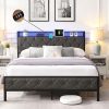 Modern Full Size Wooden Platform Bed Frame with Headboard White 3