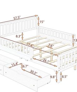 Bellemave Full Bed Frames for Kids, Full Bed Frame with Storage Drawers,Full Bed with Rails, Kids Full Bed, Full Bed Frame for Boys/Girls/Adults, Gra’y 2