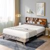Full Size Leather Bed Frame with Adjustable Headboard and Slat Support 3