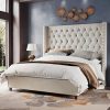 Velvet Bed Frame with Wingback Tufted Headboard and Storage White 4 Velvet Bed Frame with Wingback Tufted Headboard and Storage White 4