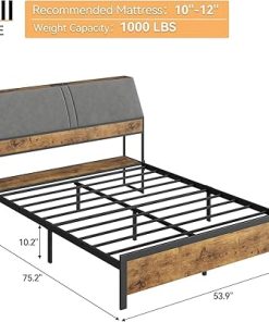 Ergonomic Full Size Bed Frame with Charging Station and Storage 2