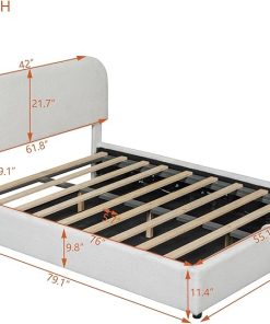 Full Size Hydraulic Storage Bed Frame with Teddy Fleece Upholstery 2