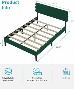 Fabric Upholstered King Queen Full Size Bed Frame with Tufted Headboard 2