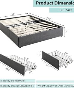 GOFLAME Full Size Platform Bed Frame with 3 Storage Drawers Modern Design 2