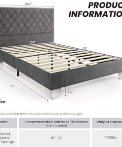 Giantex Modern Full Size Upholstered Bed Frame with Tufted Headboard 2