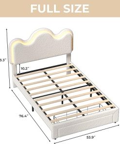 Adjustable Upholstered Bed Frame for Kids with LED Lights and Drawers 2