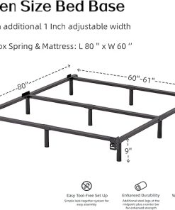 Queen Size Bed Frame for Box Spring Easy Assembly Heavy Duty 9 Inch 2