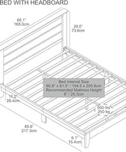 Galano Queen Bed Frame with Headboard and Wood Slat Support 2