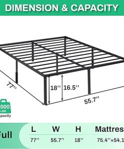 D&H Full Size Bed Frame 18 Inch High Supports 3000lbs Easy Assembly 2