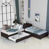 Twin Bed with Trundle Wood Platform Frame for Small Spaces White 4