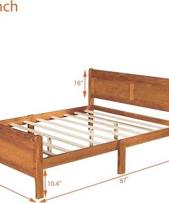 Wood Platform Bed Frame Queen with Headboard and Slat Support 2