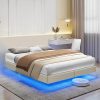 HOOBRO Full Size Floating Bed Frame with LED Lights and Charger 3
