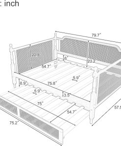 Wooden Full Size Daybed with Trundle for Guest Room or Bedroom 2