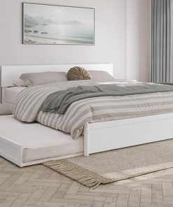 AFI Wesley King Platform Bed with Panel Footboard and Twin Trundle